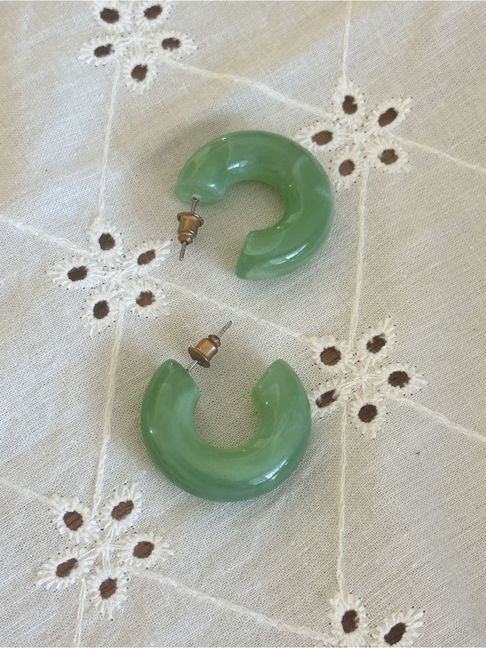 Green Hoop Earrings - Women Jewelry